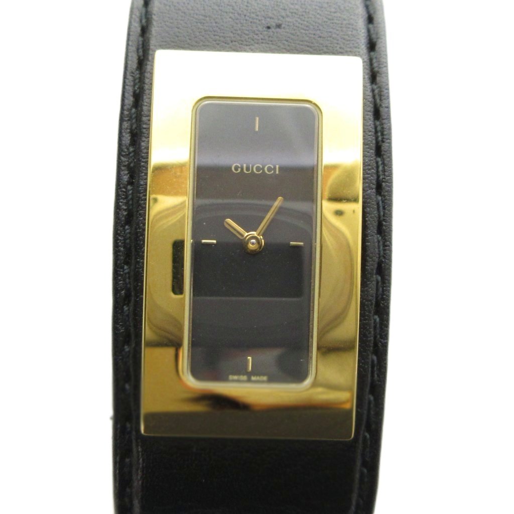 【中古】グッチ GUCCI ジャンク品 7800S 腕時計 ウォッチ クォーツ レザー 黒文字盤 ゴールド色 黒 ブラック ■GY18 /MQ ■OH レディース 【ベクトル 古着】 260727