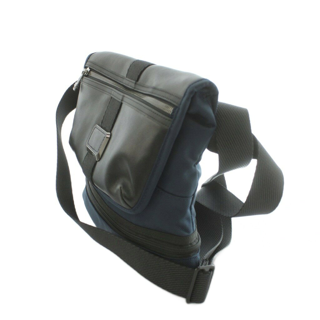 【中古】トゥミ TUMI アナポリス ショルダーバッグ フラップ 紺 ネイビー 黒 ブラ...
