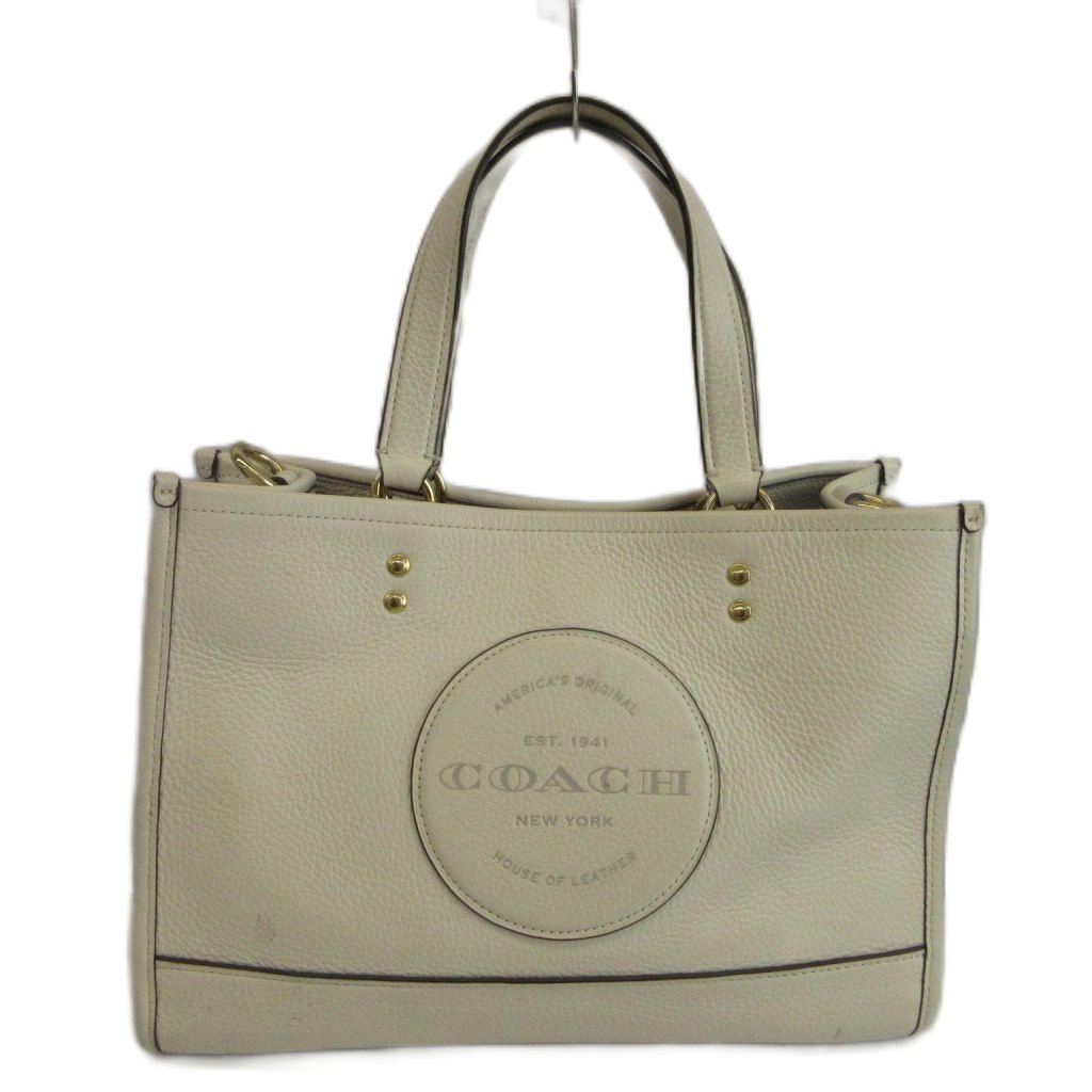 【中古】コーチ COACH デンプシー キャリーオール ウィズ パッチ トートバッグ ショルダー 2WAY 牛革 レザー ロゴ 白 ホワイト C2004 /XZ ■GY11 レディース 【ベクトル 古着】 260819