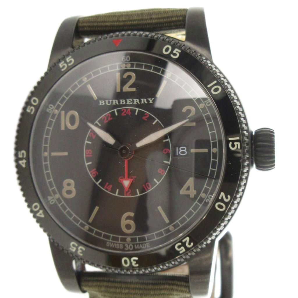 【中古】バーバリー BURBERRY ジャンク品 BU7856 腕時計 ウォッチ クォーツ カレンダー付き デイト 黒文字盤 黒 ブラック ■GY18 /MQ メンズ 【ベクトル 古着】 260813