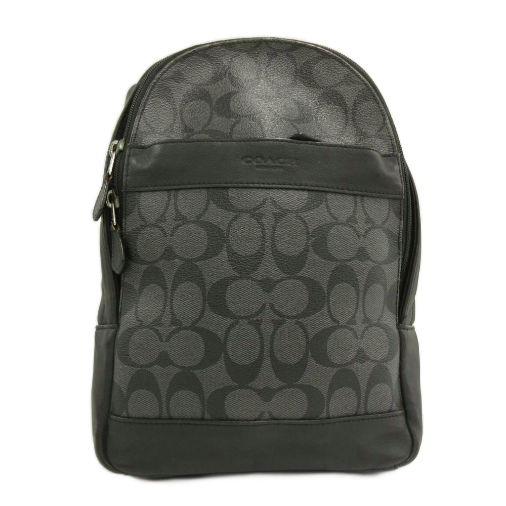 【中古】コーチ COACH ボディバッグ チャールズ パック 黒 ブラック レザー シグネチャー キャンバス シルバー金具 F54787 /MG ■GY18 メンズ 【ベクトル 古着】 260902