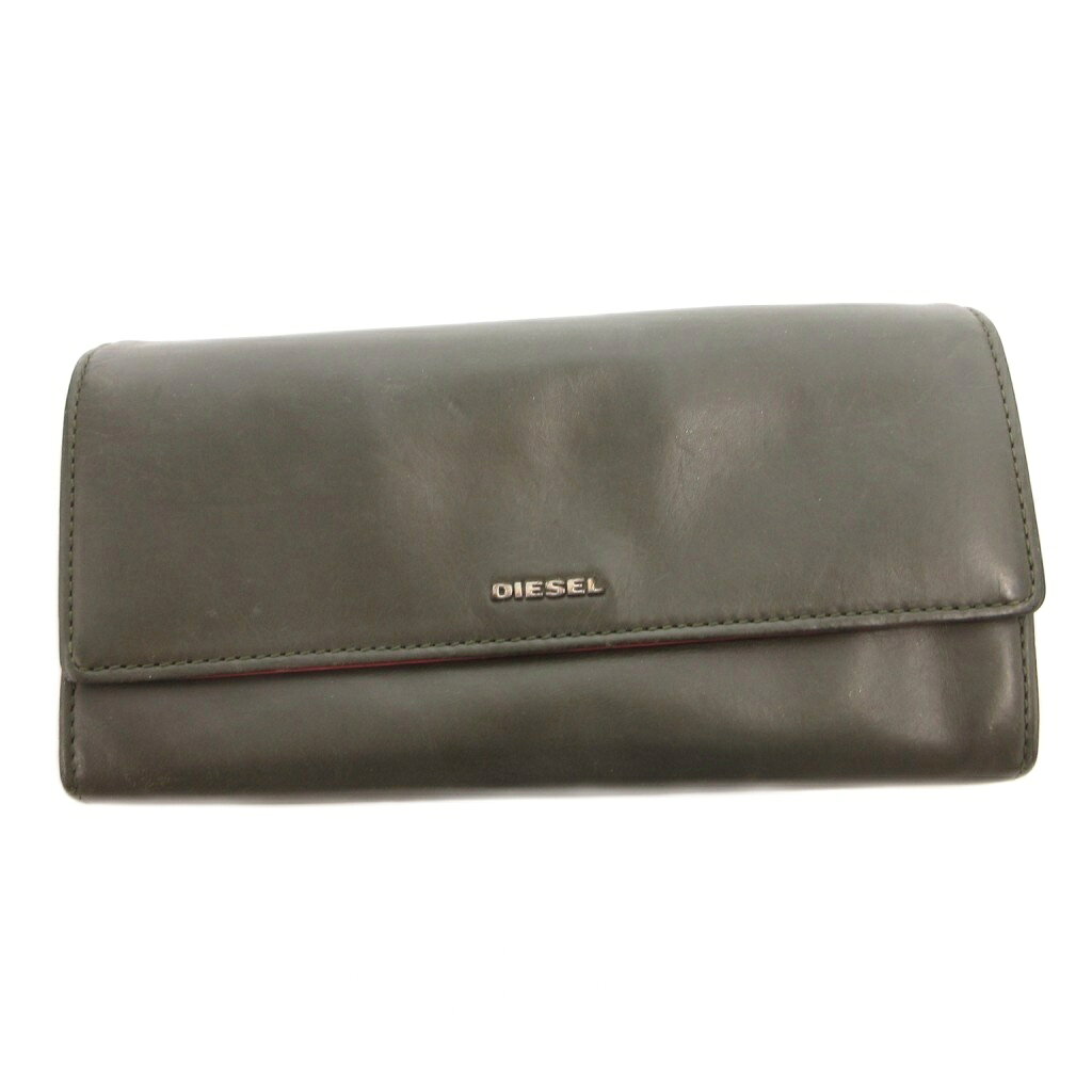 【中古】ディーゼル DIESEL 長財布 ウォレット 小銭入れあり レザー ロゴ グレー /FF ■GY18 レディース 【ベクトル 古着】 260901