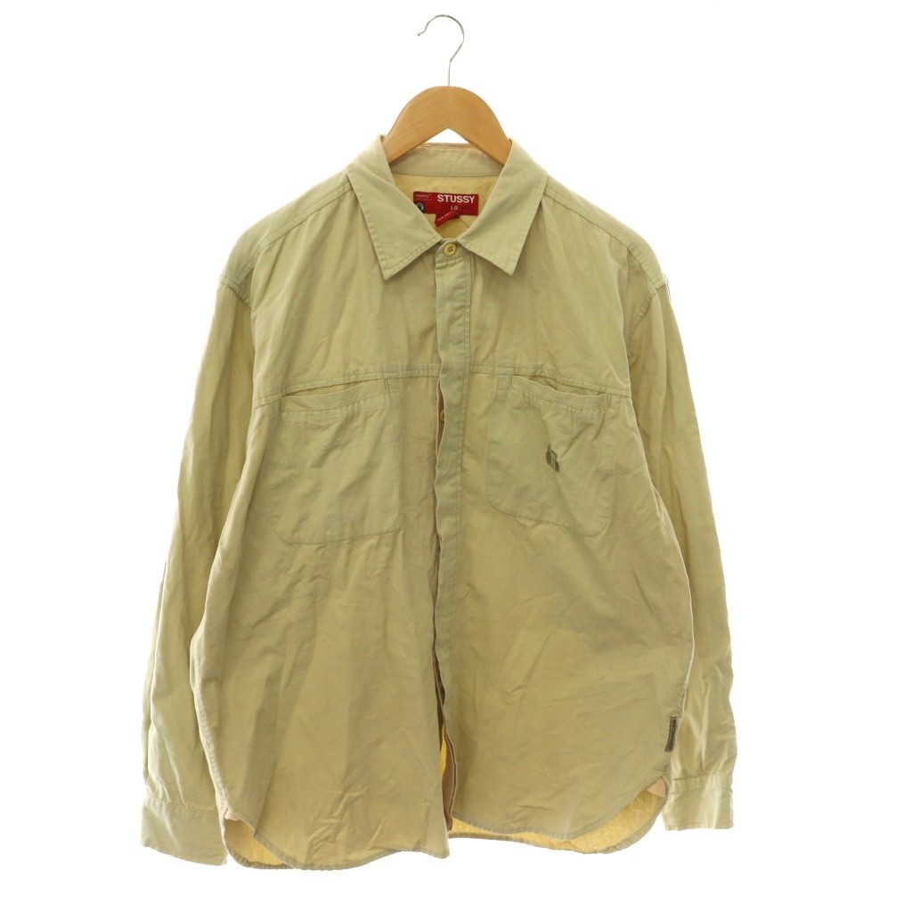 【中古】ステューシー STUSSY シャツ 長袖 L ベージュ /HK ■GY18 メンズ 【ベクトル 古着】 260901