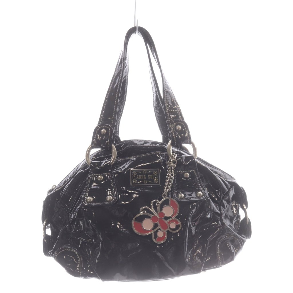 【中古】アナスイ ANNA SUI ショルダーバッグ エナメル ロゴ 黒 ブラック /SR ■GY18 レディース 【ベクトル 古着】 260908