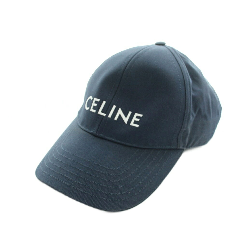 【中古】セリーヌ CELINE 2AUA1969P ベースボールキャップ 帽子 刺繍ロゴ S 55-59cm 紺 ネイビー ■GY17 /MQ メンズ 【ベクトル 古着】 260903