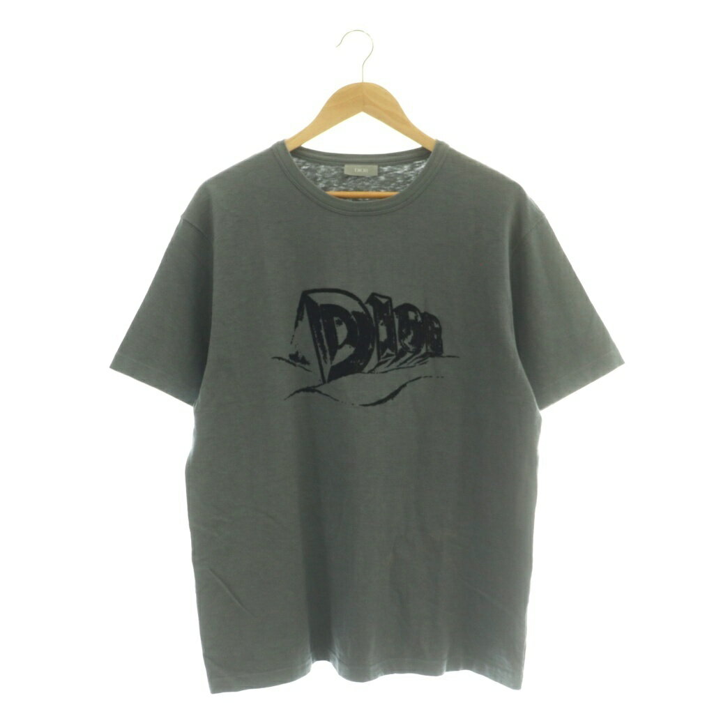 【中古】ディオールオム Dior HOMME 23AW スラブコットン ジャージー Tシャツ カットソー ロゴ 半袖 XL グレー ■GY19 /SY ■OS メンズ 【ベクトル 古着】 260418