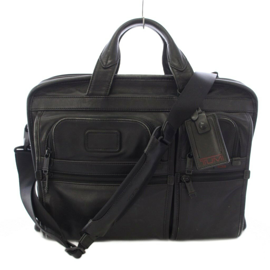 【中古】トゥミ TUMI Alpha Leather Organizer Portfolio Brief ブリーフケース ビジネスバッグ トートバッグ ショルダーバッグ レザー 黒 ブラック 96108DH /TK ■GY18 メンズ 【ベクトル 古着】 260423