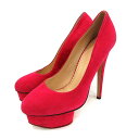 シャーロットオリンピア CHARLOTTE OLYMPIA パンプス ハイヒール ピンヒール 15cm スエード プレーントゥ 36.5 23.5cm ピンク /KH レディース  210125 ベクトルプレミアム店