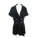 【中古】サンドロ SANDRO Short tweed coat dress Black ギャザーワンピース ツイード ダブル 半袖 ひざ丈 40 黒 ブラック...