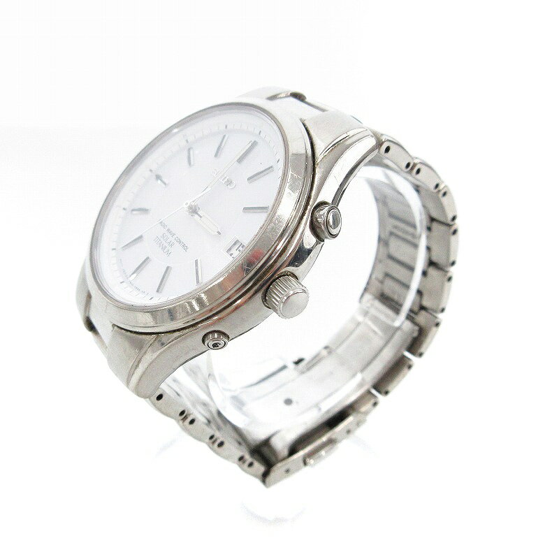 【中古】セイコー SEIKO 腕時計 電波ソーラー アナログ カレンダー付き チタン ステンレス 銀色 7B42-0AN0 /UO メンズ 【ベクトル 古着】 250625