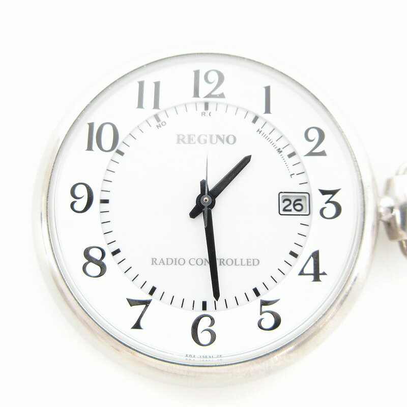 【中古】シチズン CITIZEN レグノ 懐中時計 電波ソーラー アナログ カレンダー付き ステンレス 銀色 H415-R005111 /UO メンズ 【ベクトル 古着】 250729
