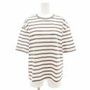 【中古】23区 オンワード樫山 美品 25SS 洗えるシアーフライスボーダーTシャツ カットソー 半袖 38 M 白 ホワイト 茶 ブラウン KKWOGM063...