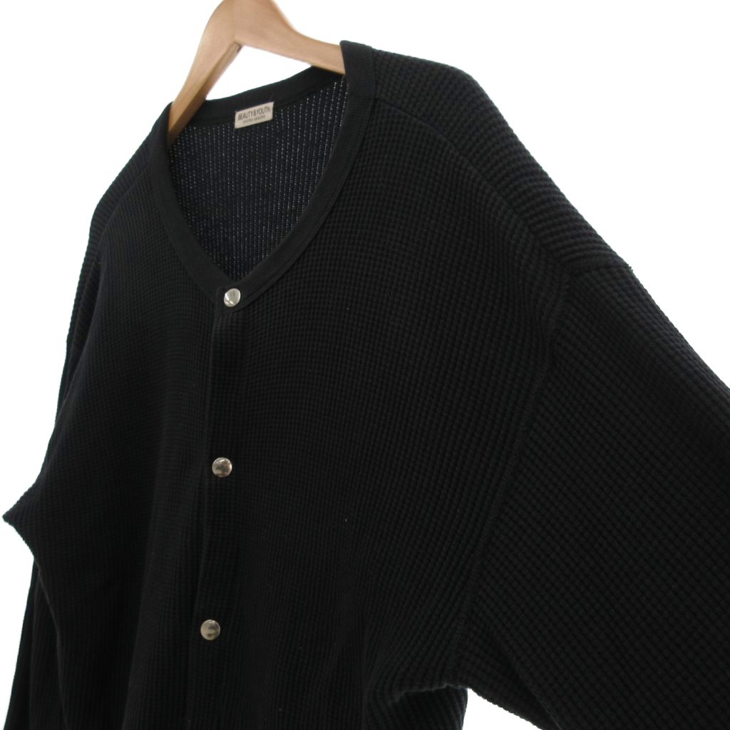 【中古】B&Y ユナイテッドアローズ BEAUTY&YOUTH ビューティー&ユース ヘビー サーマル クルーネック カーディガン L 黒 ブラック 1227-199-0760 /UO メンズ 【ベクトル 古着】 250820
