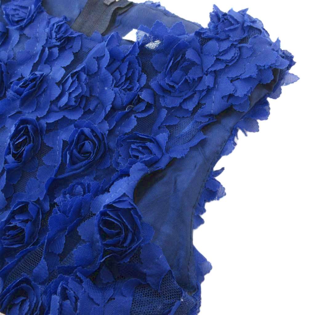 【中古】キャサリンコテージ 溢れる薔薇のラメチュールドレス ノースリーブ コサージュ付き 130 ネイビー /UO キッズ 【ベクトル 古着】 251024 3