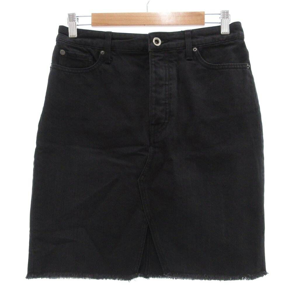 【中古】アルマーニエクスチェンジ A/X ARMANI EXCHANGE デニムスカート ひざ丈 USA4 黒 ブラック タイト /UO レディース 【ベクトル 古着】 251024