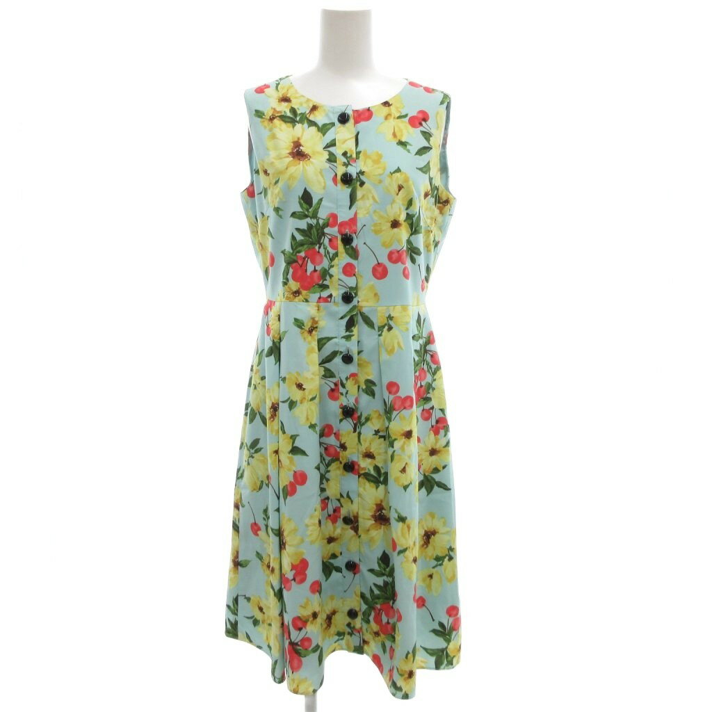 【中古】ローズティアラ Rose Tiara ノースリーブシャツワンピース 38 ひざ丈 フレア タック さくらん..