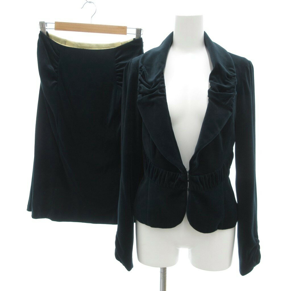 【中古】スーナウーナ Sunauna セットアップ ジャケット スカート ベロア 38 ダークグリーン /UO レディース 【ベクトル 古着】 251122