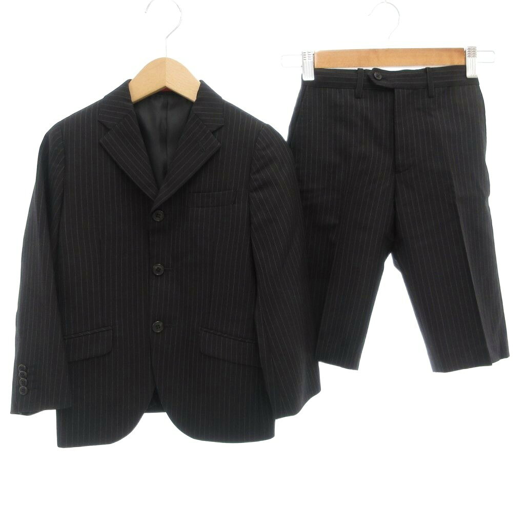 【中古】ベベ bebe セットアップ スーツ ジャケット パンツ 120 背抜き シングル ハーフ ストライプ 黒 ブラック /AE キッズ 【ベクトル 古着】 251127