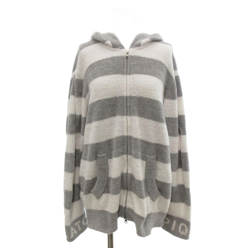 【中古】ジェラートピケオム GELATO PIQUE HOMME 美品 スムーズィー パーカー ジップアップ ボーダー 白 グレー /MG メンズ 【ベクトル 古着】 260316
