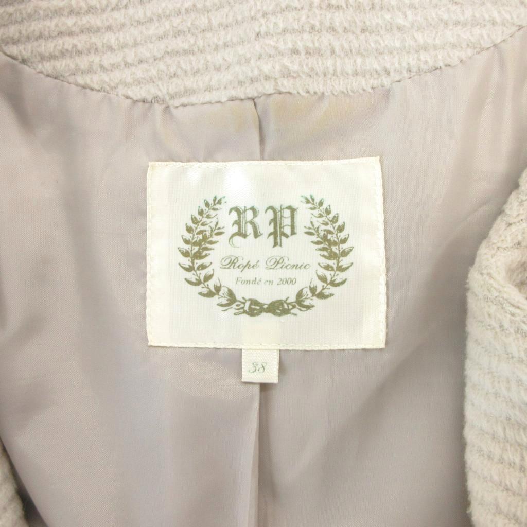 【中古】ロペピクニック ROPE Picnic ノーカラー コート 比翼 起毛 38 グレー /MG レディース 【ベクトル 古着】 260316 auc-vector-20802601 ブランド古着の買取販売ベクトル サンプル画像3