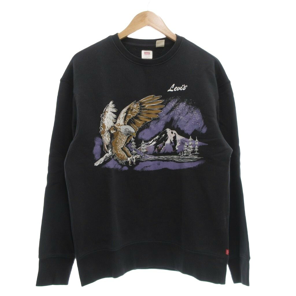 Collaboration - 【中古】リーバイス Levi's トレーナー スウェット 長袖 プリント 裏起毛 S 黒 ブラック /MG メンズ 【ベクトル 古着】 260319