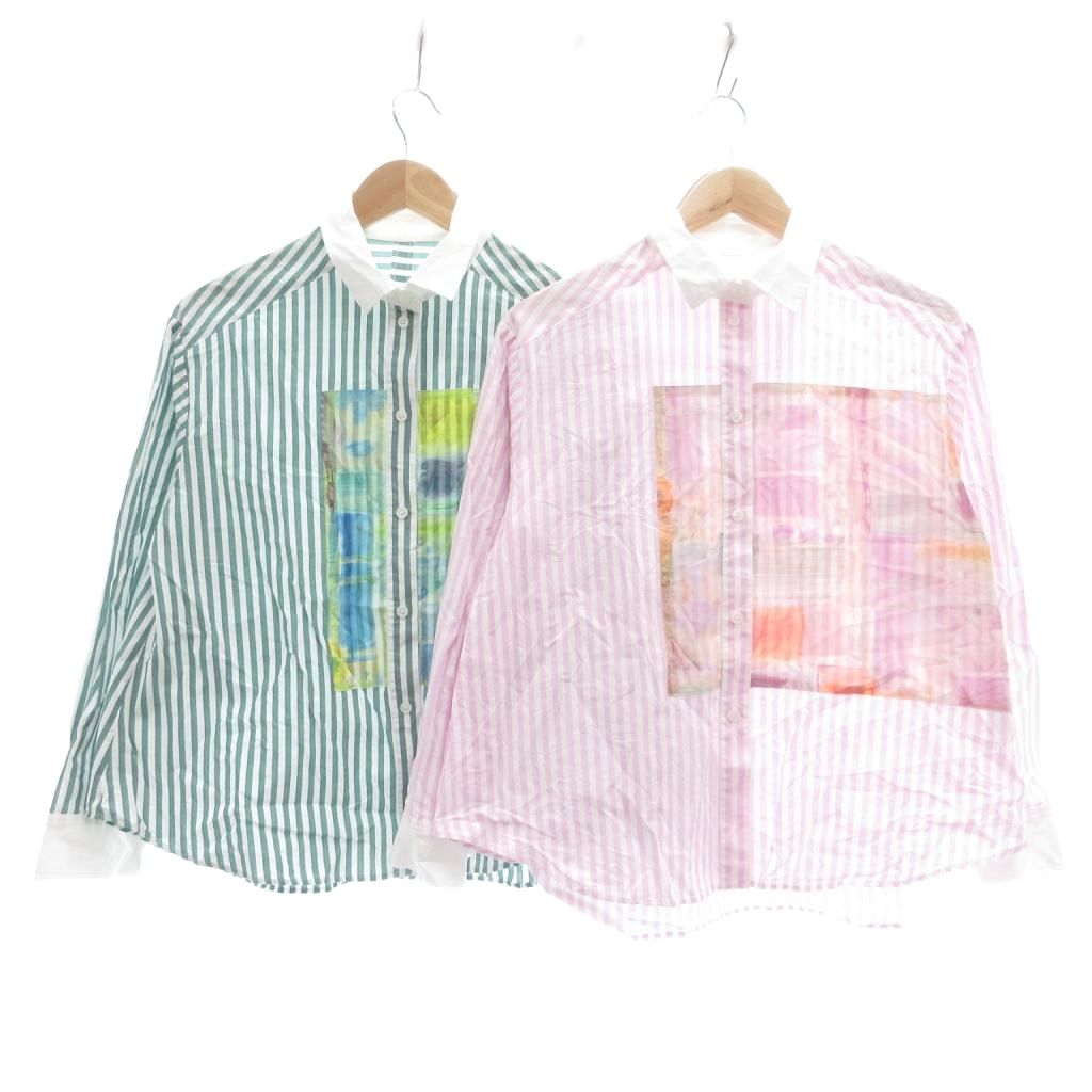 樂天商城 - 【中古】セラビ C'est la Vie Beau 長袖シャツ 2点セット まとめ ストライプ プリントパネル 11 グリーン ピンク /UO メンズ 【ベクトル 古着】 260323