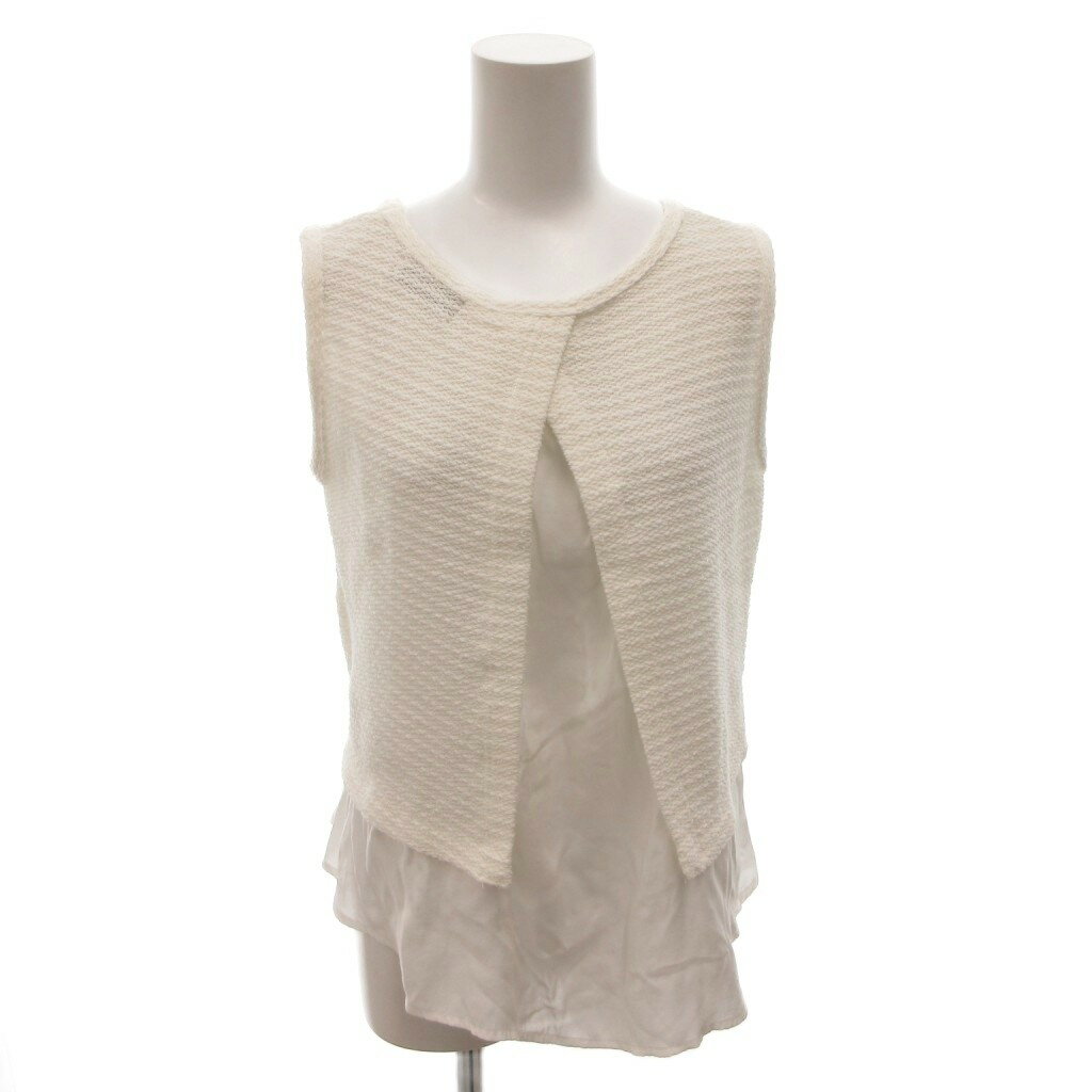 樂天商城 - 【中古】ローズバッド ROSE BUD カットソー チュニック ノースリーブ ニット切替 レイヤード F 白 ホワイト /FF レディース 【ベクトル 古着】 260323