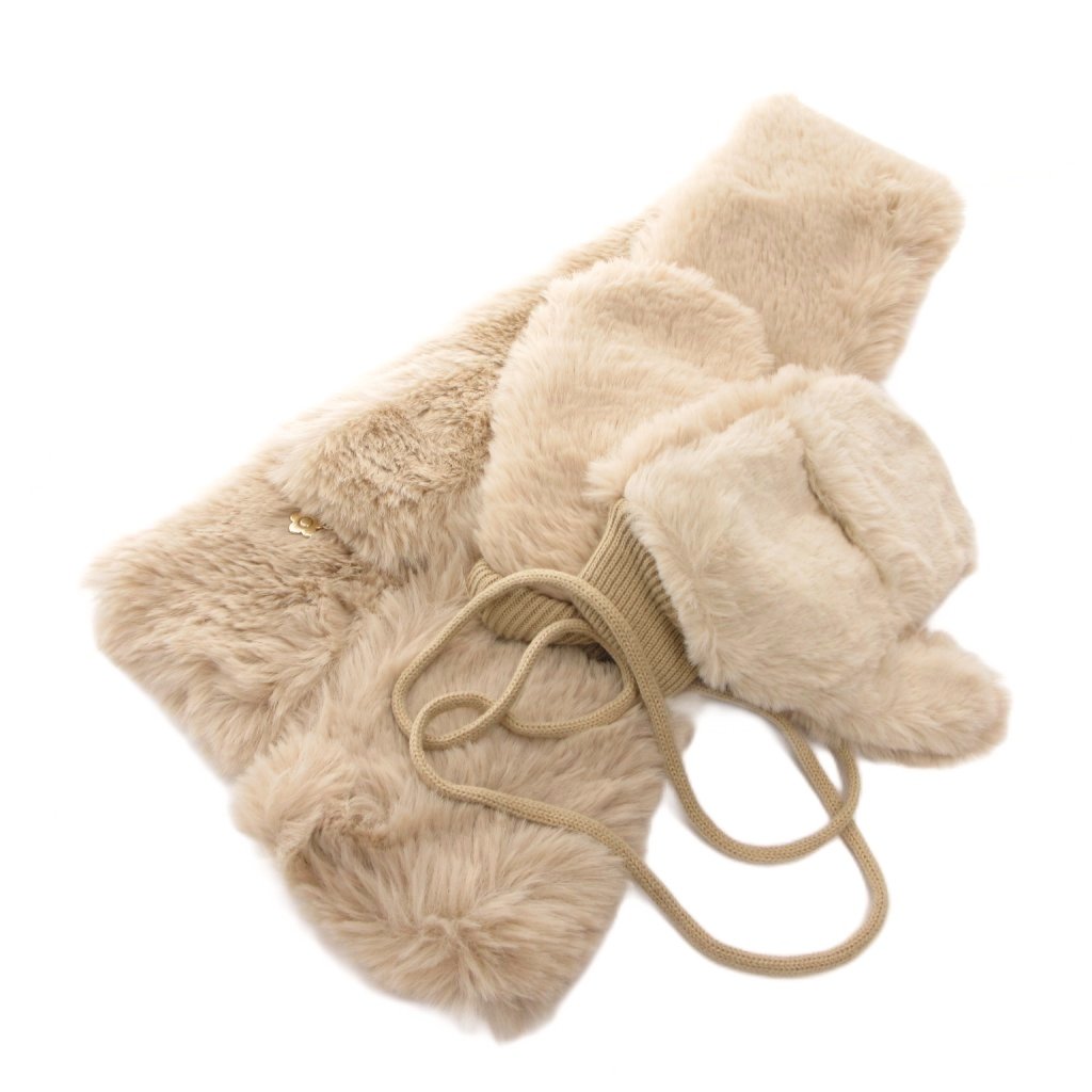 [중고] 마리크 원트 MARY QUANT 머플러 장갑 2 점 세트 스톨 장갑 모코모코 양손 베이지 / FF 여성 [벡터 헌옷] 260323