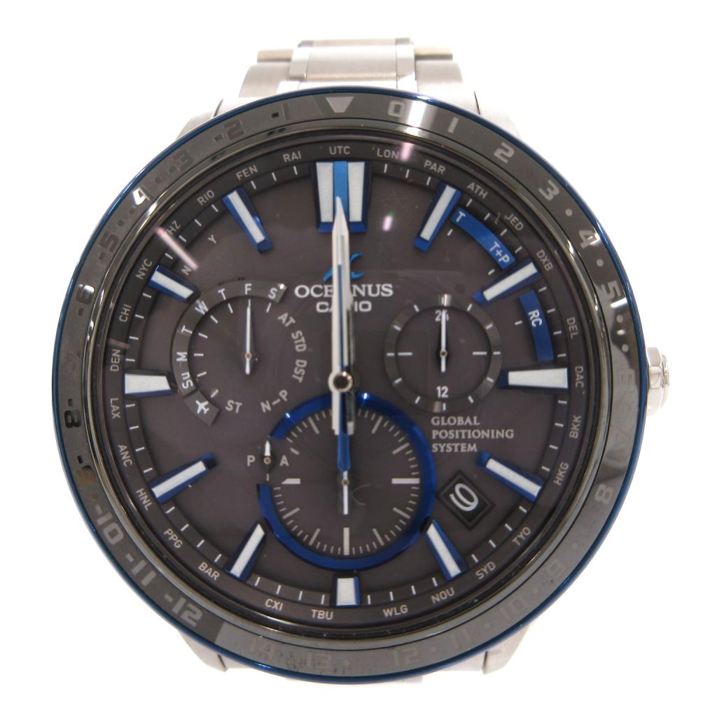【中古】カシオ CASIO オシアナス 腕時計 Bluetooth搭載GPS 電波ソーラー OCW-G1200-1AJF 文字盤ネイビー シルバーカラー /FF メンズ 【ベクトル 古着】 260323