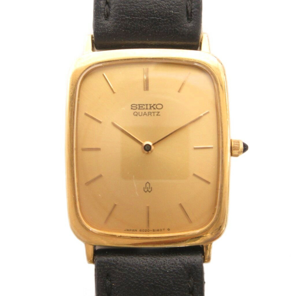 セイコー SEIKO ジャンク品 腕時計 クォーツ アナログ 14k base st.steel 6020-5610 ゴールドカラー 黒 ブラック /TQ レディース  260605
