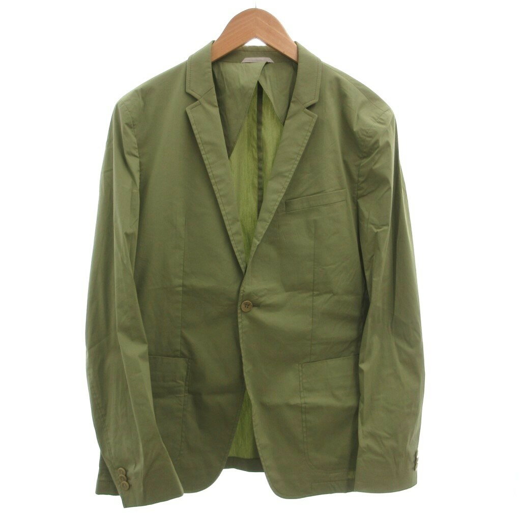 樂天商城 - 【中古】カルバンクライン CALVIN KLEIN テーラードジャケット シングル ペーパーコットン 薄手 1B 50 緑 グリーン /FF メンズ 【ベクトル 古着】 260521
