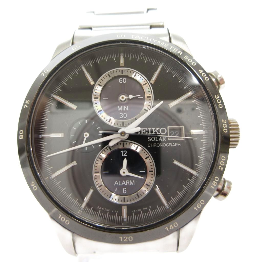 【中古】セイコー SEIKO スピリット 腕時計 ウォッチ アナログ デイト 電波 ソーラー 3針 文字盤ブラック シルバーカラー SBPY119 /FF メンズ 【ベクトル 古着】 260514