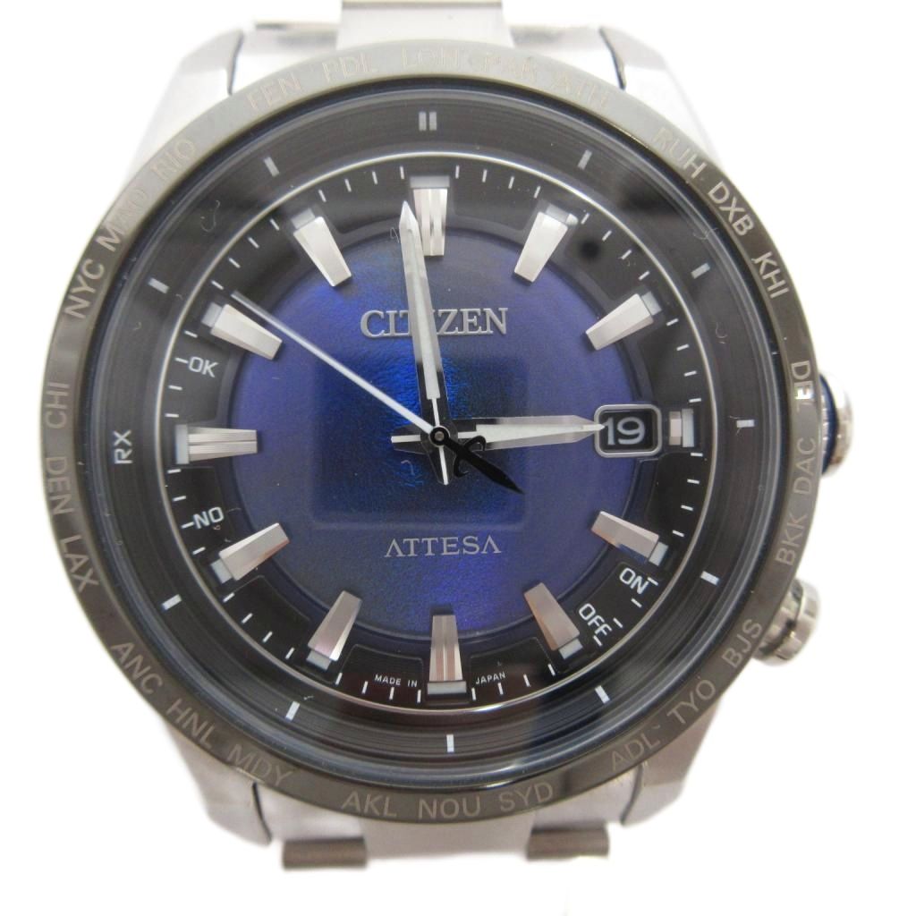 【中古】シチズン CITIZEN ATTESA ACT Line UNITE with BLUE 腕時計 デイト エコドライブ 電波ソーラー CB0288-65L /MG メンズ 【ベクトル 古着】 260627