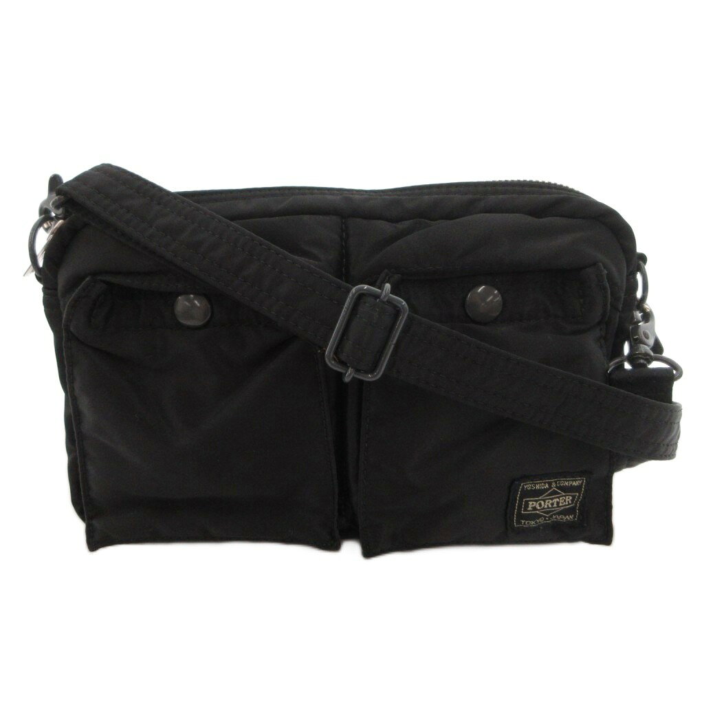 【中古】ポーター PORTER タンカー ショルダーバッグ クロスボディ 斜め掛け ナイロン ロゴ 黒 ブラック /FF メンズ 【ベクトル 古着】 260828