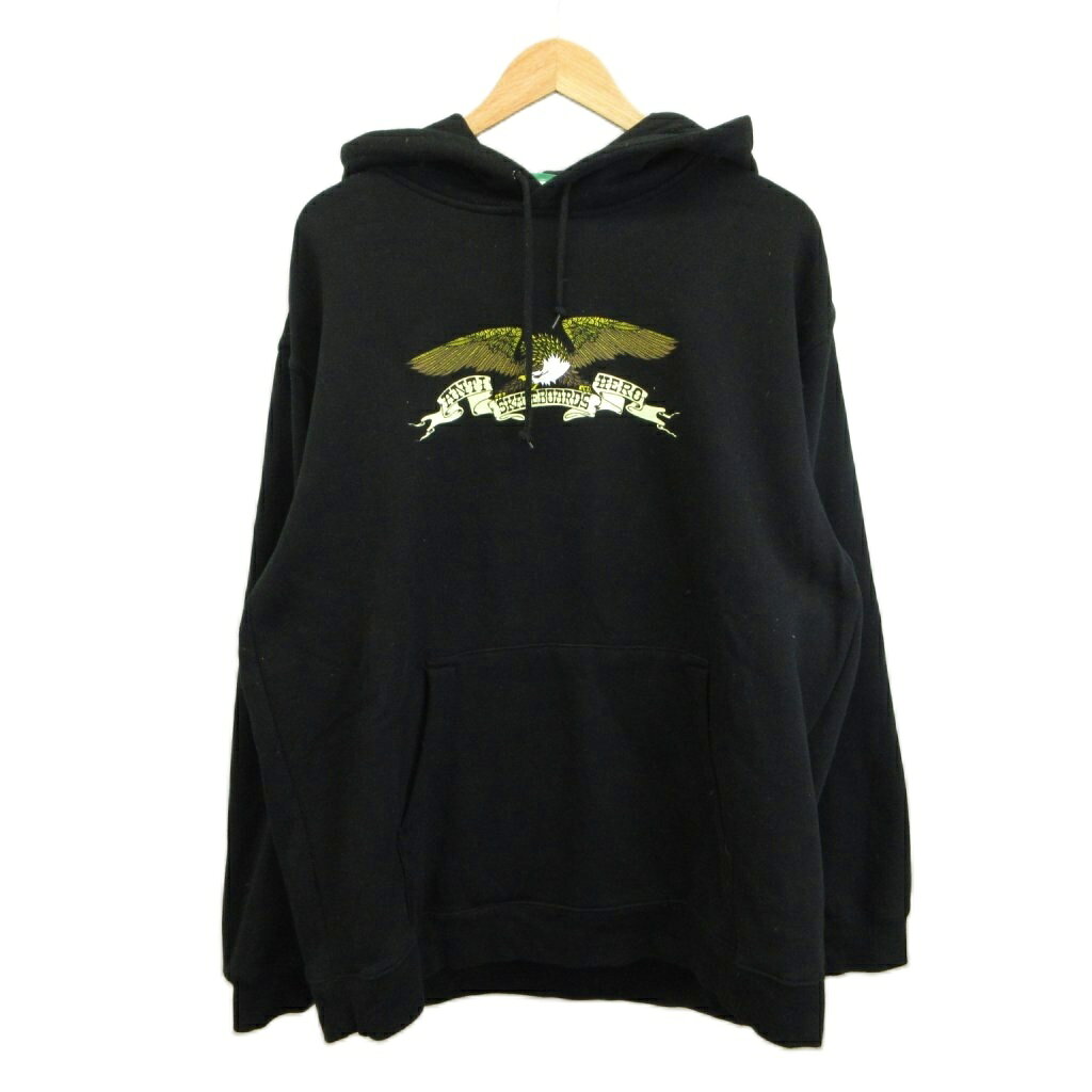 【中古】アンチヒーロー ANTIHERO Eagle Hood パーカー スウェット プルオーバー 裏起毛 プリント XL 黒 ブラック メンズ 【ベクトル 古着】 260917ブランドアンチヒーロー ANTIHERO表記サイズXL実寸サイズ肩幅：55cm　身幅：61cm　着丈：73cm　袖丈：68cm　　素材綿、ポリエステル色黒 ブラック状態使用感がございますが、その他に目立ったダメージはなく、問題なくご使用いただける商品です。 ※あくまでも中古品ですので掲載写真や記載内容をご確認いただき、ご理解の上ご購入ください。備考（株）ハヤシトレーディング商品のお問い合わせの回答を休止しております。＊各商品ページの商品詳細等をご確認の上ご購入ください。【中古】アンチヒーロー ANTIHERO Eagle Hood パーカー スウェット プルオーバー 裏起毛 プリント XL 黒 ブラック メンズ 【ベクトル 古着】 260917状態ランク　”AB”詳細については、下記および「状態ランクについて」ページをご覧ください。未使用・新品の商品ほぼ新品同様の商品使用感が少なく、かなり状態の良い商品使用感はあるが、傷や汚れの少ない商品使用感の他、傷や汚れが見られる商品かなり大きな傷みがある難あり商品※S〜CランクはUSED品となりますので、使用感をご理解の上でご入札下さい。状態ランクについてinformationブランドアンチヒーロー ANTIHERO表記サイズXL実寸サイズ肩幅：55cm　身幅：61cm　着丈：73cm　袖丈：68cm　　素材綿、ポリエステル色黒 ブラック状態使用感がございますが、その他に目立ったダメージはなく、問題なくご使用いただける商品です。 ※あくまでも中古品ですので掲載写真や記載内容をご確認いただき、ご理解の上ご購入ください。備考（株）ハヤシトレーディング商品のお問い合わせの回答を休止しております。＊各商品ページの商品詳細等をご確認の上ご購入ください。本商品は一点物です他サイトや店舗にて販売している商品です。多少のお時間差にて欠品になることもございます。予めご了承頂ますようお願い致します。ベクトル・サイズガイドはこちらこの商品と同じブランドの商品を見る