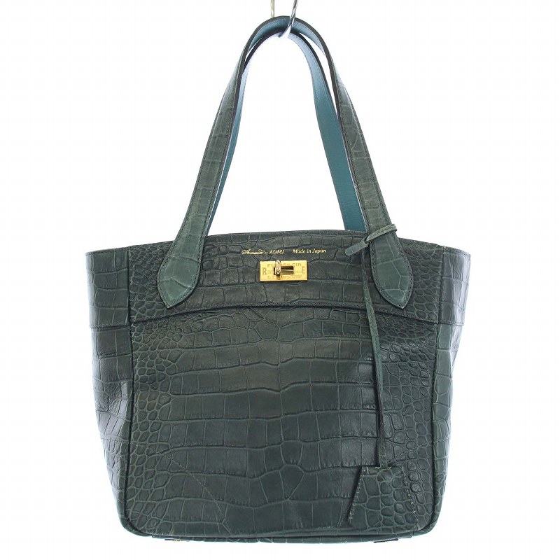 【中古】ADMJ アクセソワ Accessoires De Mademoiselle ハンドバッグ トートバッグ クロコ 型押し レザー 緑 グリーン /TK レディース 【ベクトル 古着】 240711