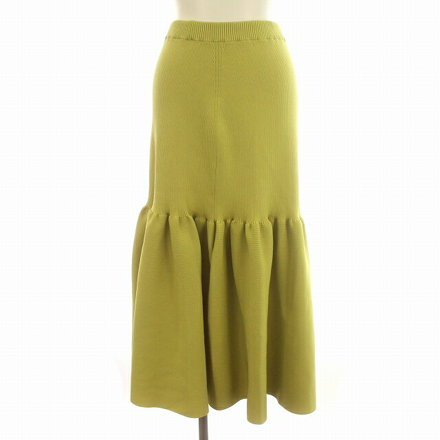 【中古】ユナイテッドアローズ UNITED ARROWS 22SS リブニット ティアードスカート ロング スカート 36 S グリーン 黄緑 /☆G レディース 【ベクトル 古着】 240828