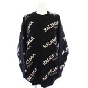 【中古】バレンシアガ BALENCIAGA ニット セーター 長袖 ジャガードロゴ オーバーサイズ 36 ブラック 502572 /KH レディース 【ベクトル 古着】 250709