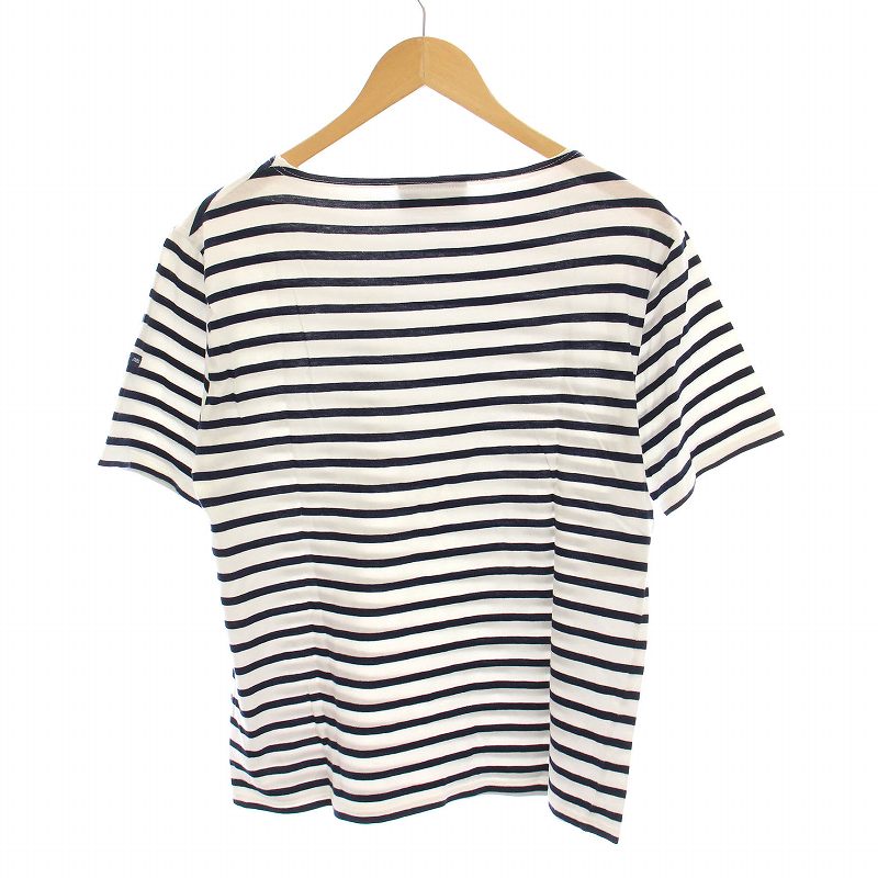 【中古】セントジェームス SAINT JAMES バスクシャツ Tシャツ カットソー ボーダー 半袖 48 白 ネイビー /YM レディース 【ベクトル 古着】 250527
