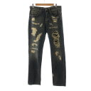 【中古】ジャストカヴァリ JUST cavalli デニムパンツ ジーンズ ジーパン ダメージ加工 ボタンフライ 31 インディゴ /NQ メンズ 【ベクトル 古着】 250628