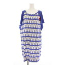 【中古】ツモリチサト TSUMORI CHISATO チュニック ワンピース ミニ 総柄 スパンコール 半袖 2 青 白 TC13JH096 /YM レディース...
