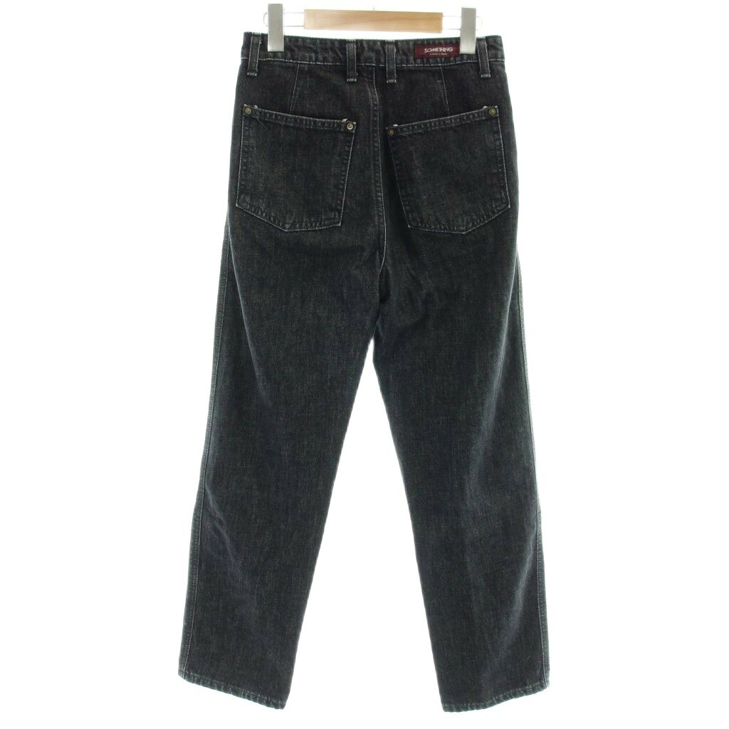 【中古】サムシング something デニム ジーンズ XS 黒 ブラック 無地 ハイウエスト...