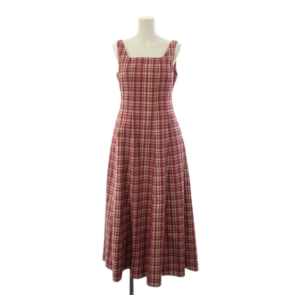 ハーリップトゥ Her lip to Paddington Long Dress ワンピース ロング ノースリーブ チェック柄 S 赤 1242412125 /BM2 レディース  260708