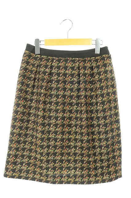 【中古】23区 オンワード樫山 スカート 総柄 千鳥格子 タイト ひざ丈 40 茶 /HM レディース 【ベクトル 古着】 180919 ブランド古着ベクトルプレミアム店