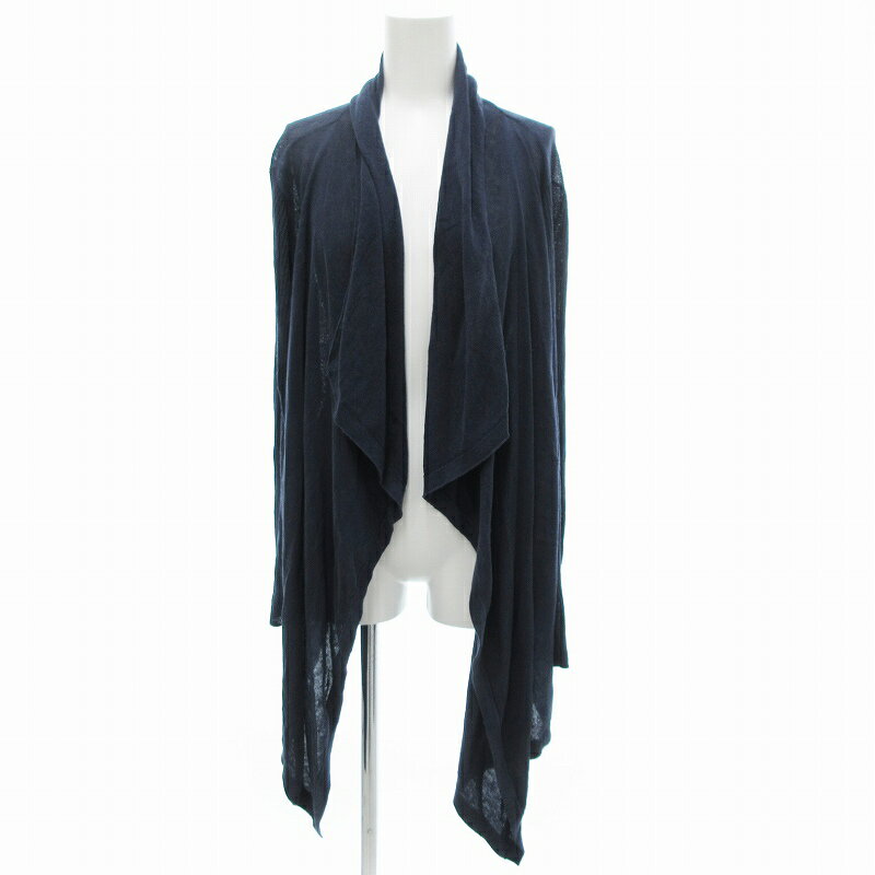 【中古】23区 オンワード樫山 ロングカーディガン 長袖 ボタンレス ドレープ 46 ネイビー /JS レディース 【ベクトル 古着】 250704