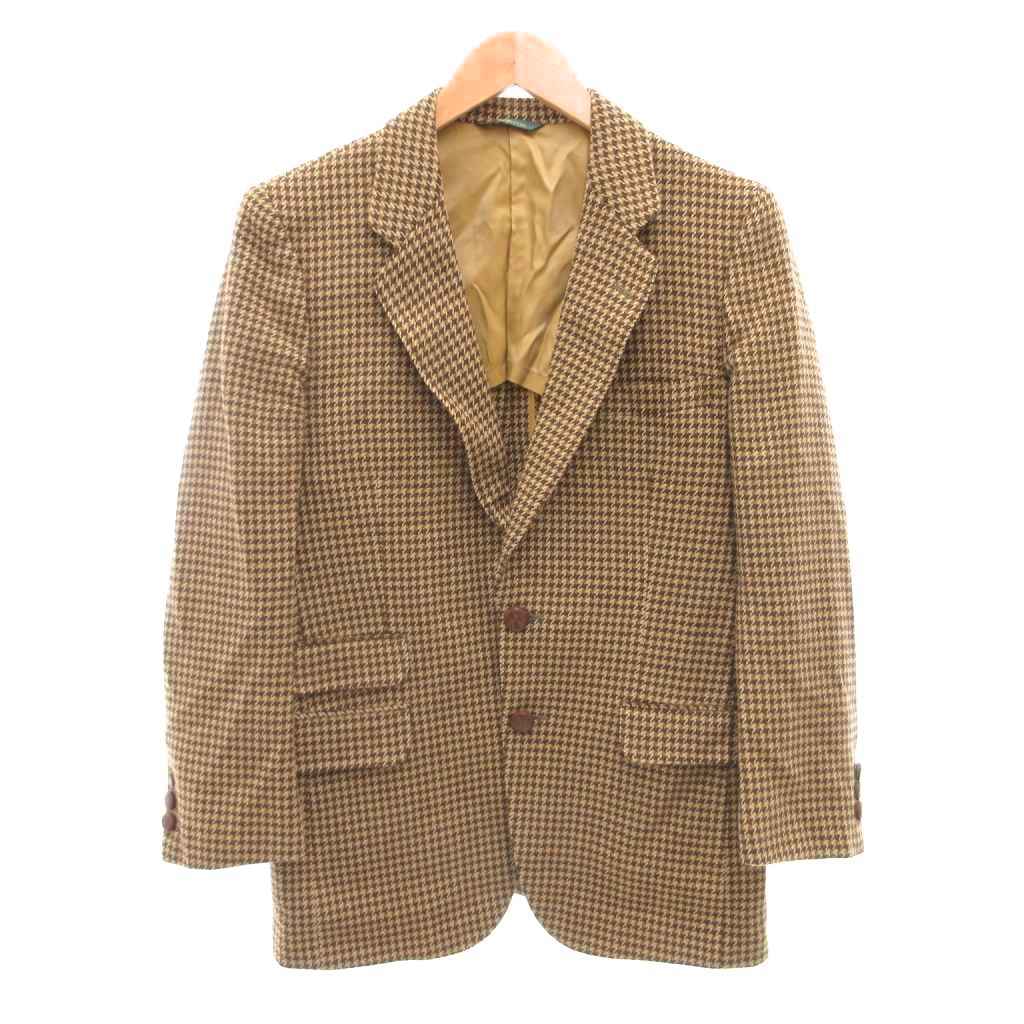 【中古】ターンベリー Turnberry テーラードジャケット 千鳥格子柄 ノッチドラペル 38 茶 ブラウン ベージュ /YJ ■GY06 メンズ 【ベクトル 古着】 260223