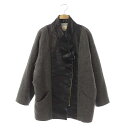 【中古】ボーイバンドオブアウトサイダーズ Boy by BAND OF OUTSIDERS レザー 切替 ジャケット ジップアップ ミドル丈 コクーン アウター バイカラー 1 ダークグレー 黒 ブラック /HS ■OS ■AD レディース 【ベクトル 古着】 221109