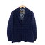 【中古】サンハウス SUNHOUSE KNITTED JACKET ニットジャケット テーラードジャケット 背抜き スクエア柄 ウール 46 紺 ネイビー /HS ■OS メンズ 【ベクトル 古着】 230213 6,200円
