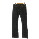 【中古】ヌーディージーンズ nudie jeans セミフレアデニムパンツ ジーンズ ボタンフライ 28/32 インディゴブルー NJ1228 /DO ■OS ■AD レディース 【ベクトル 古着】 230728