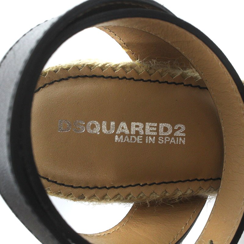 【中古】ディースクエアード DSQUARED2 サンダル ウェッジソール レザー 38 23cm 黒 ブラック ベージュ /AK24 レディース 【ベクトル 古着】 230821 3